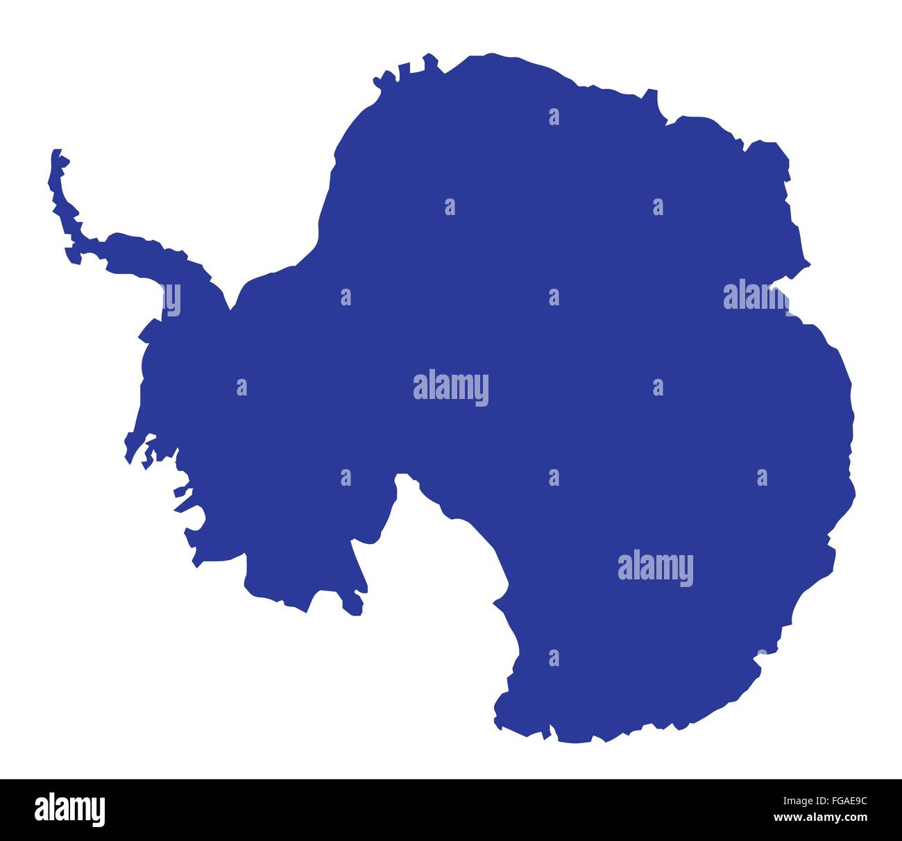 Silhouette Karte der Antarktis vor einem weißen Hintergrund Stock Vektor