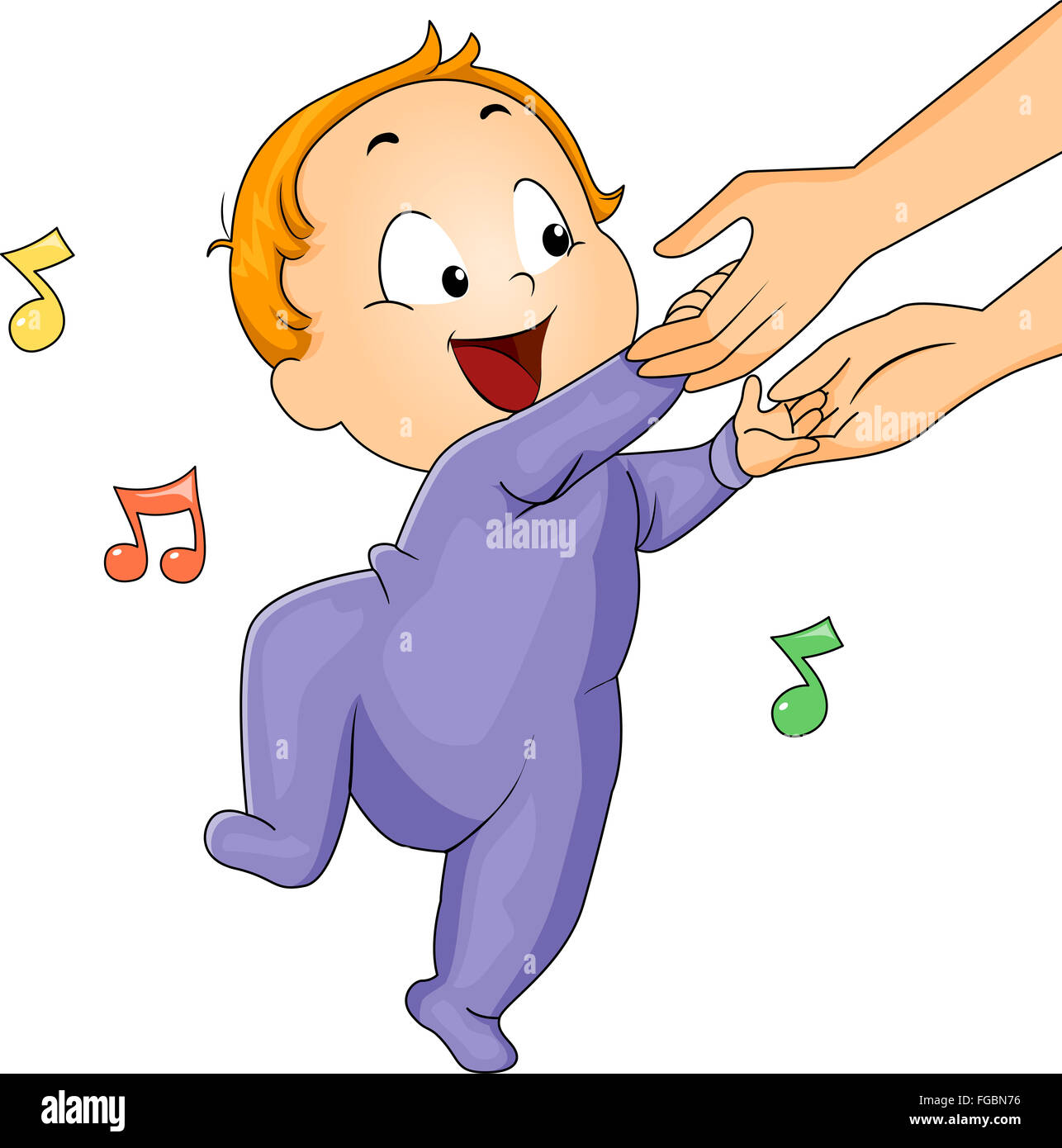 Abbildung eines niedlichen Babys in einem Strampelanzug tanzen Stockfoto