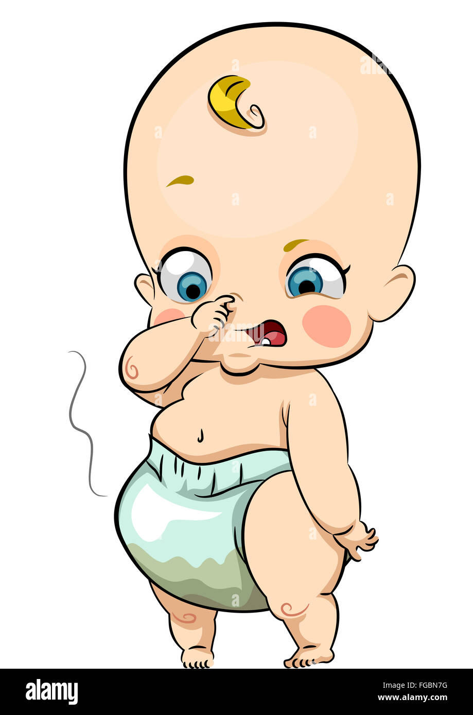 Abbildung Eines Babys Mit Ihrer Nase Nach Riechen Ihre Windel Stockfotografie Alamy