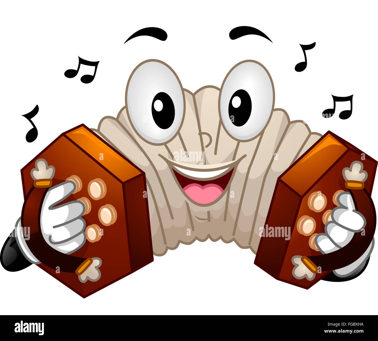 Maskottchen Illustration eine Konzertina Drücken der Tasten Stockfoto