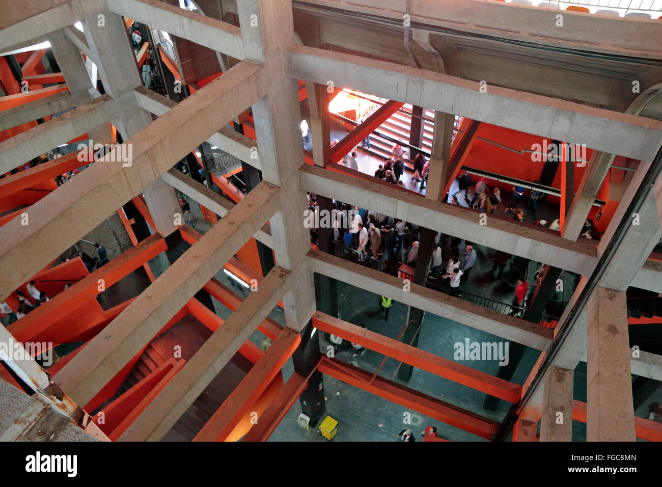 mit Blick auf den konkreten Rahmen des Mestalla-Stadion, Heimat der spanischen La Liga Seite Valencia CF Valencia, Spanien. Stockfoto