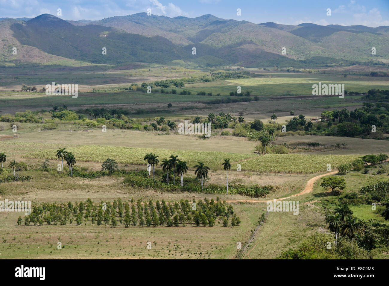 Ansicht des Valle de Los Ingenios (Tal der Zuckerfabriken) vom Mirador De La Loma del Puerto, Trinidad, Kuba Stockfoto