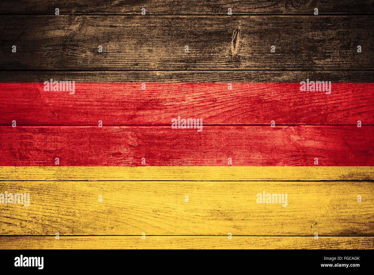 Flagge von Deutschland oder deutsche Banner auf hölzernen Hintergrund Stockfoto