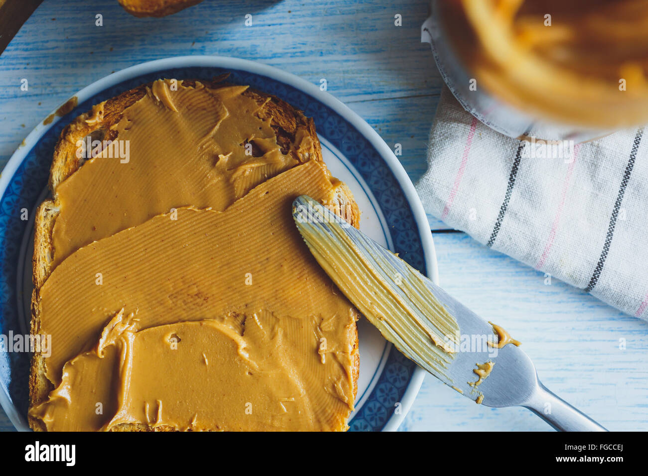 Erdnussbutter-Sandwiches oder Toast Stockfoto