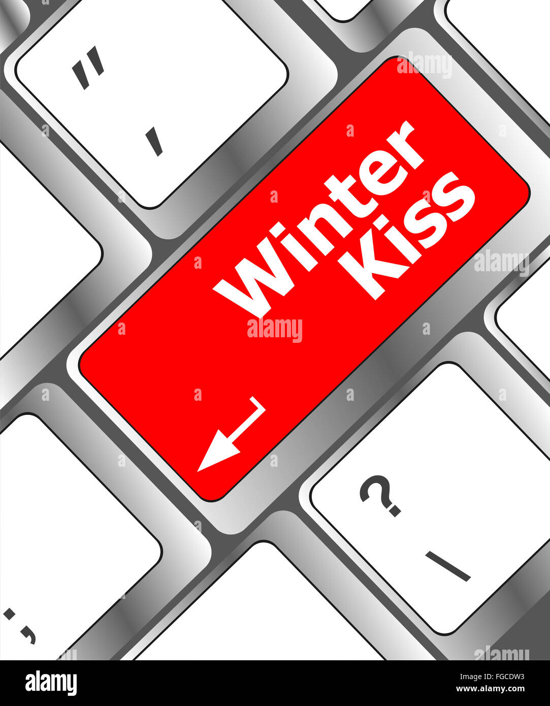Winter-Kuss auf Computer-Tastatur-Taste Stockfoto