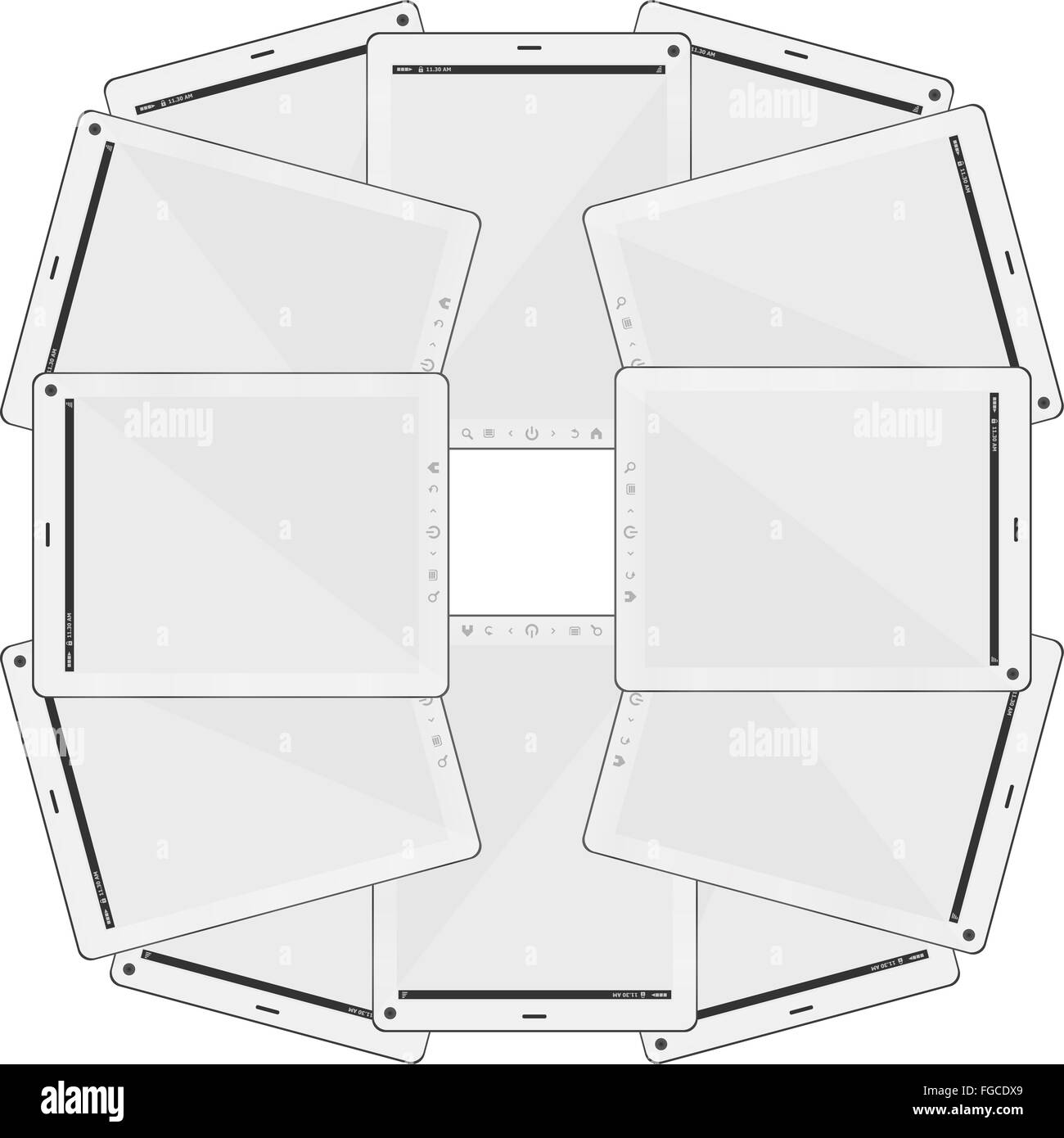 Tabletpc set isolierten auf weißen Hintergrund Stockfoto