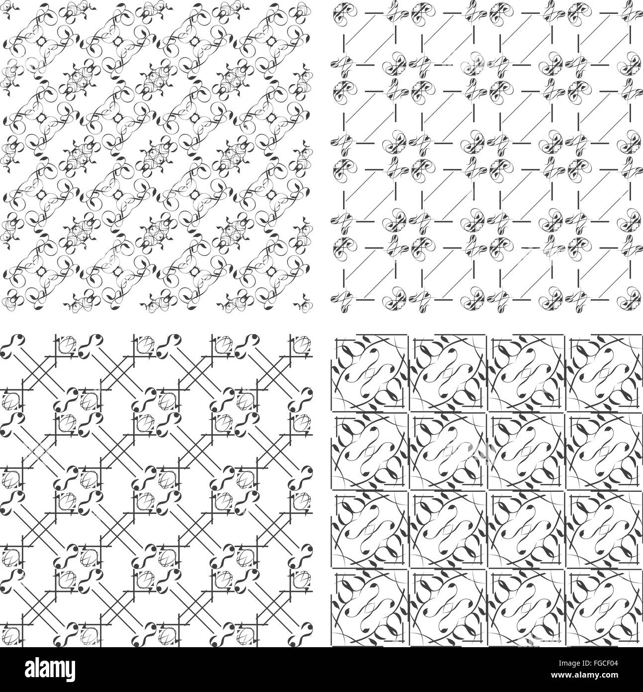 Satz von monochrome geometrische Musterdesigns Hintergründe Sammlung Stockfoto