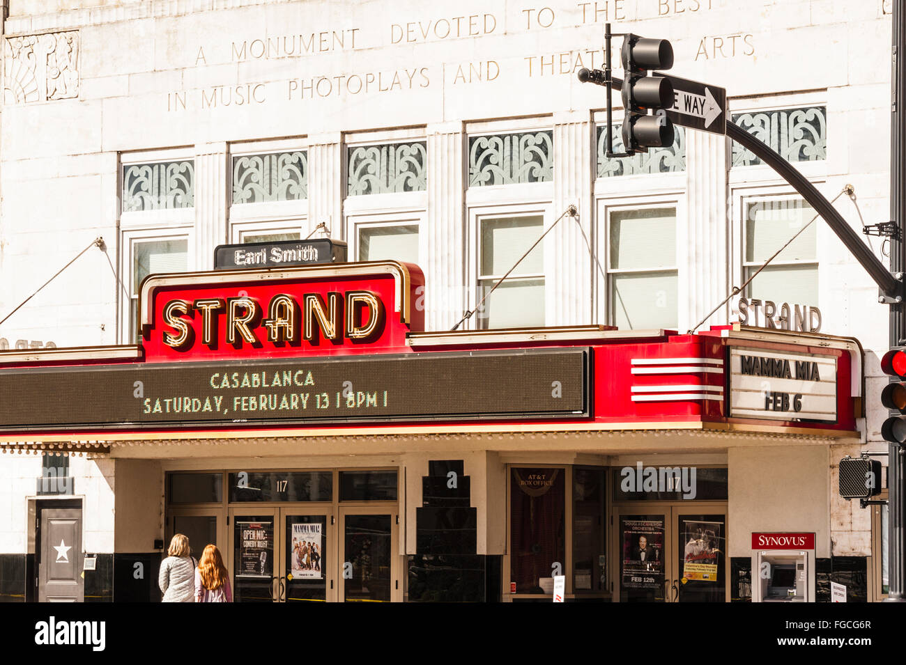 Earl Smith Strand Theatre am historischen Marktplatz von Marietta in Marietta, Georgia, USA. Stockfoto