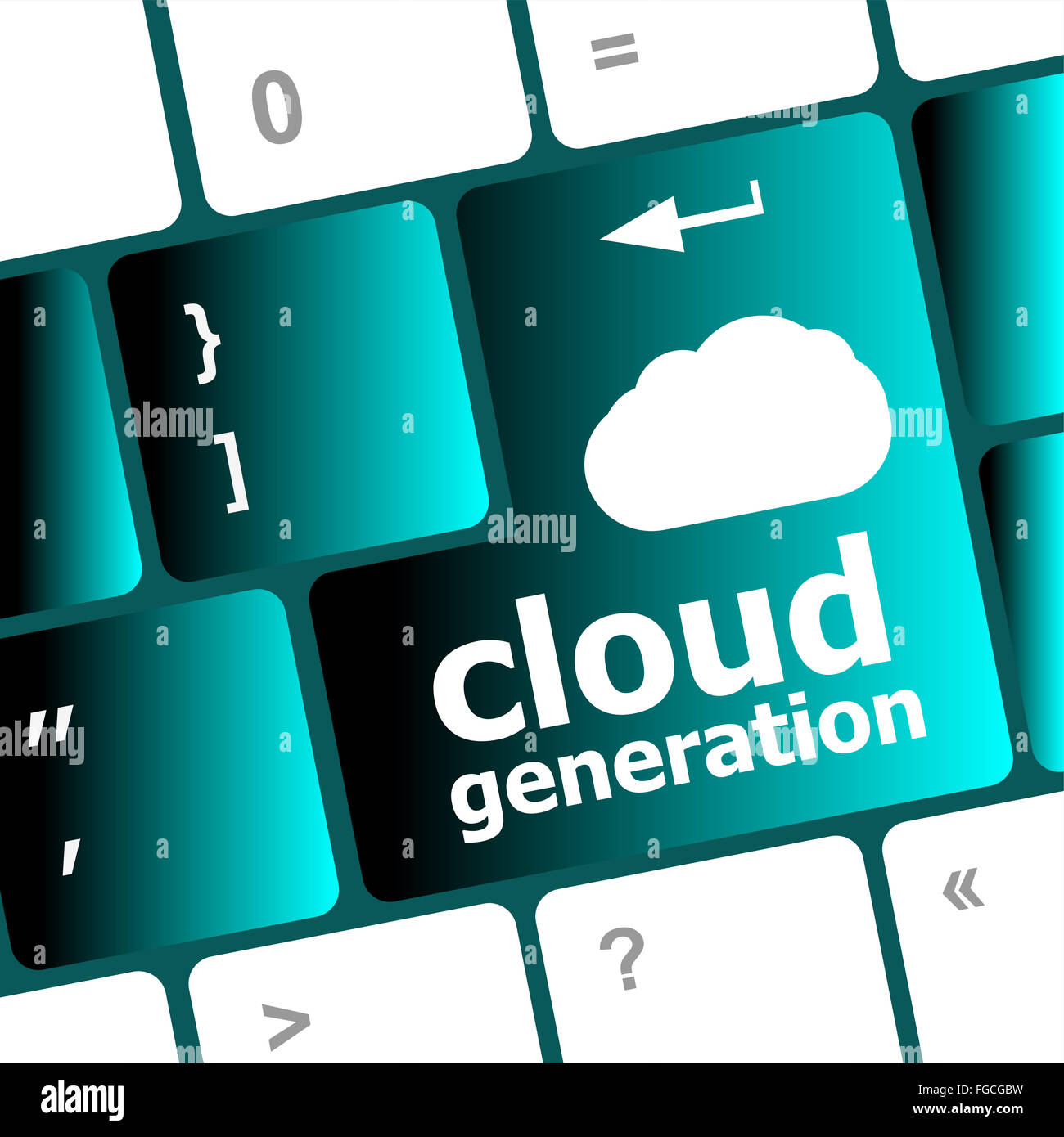 Cloud-Generation-Worte-Konzept auf Taste der Tastatur Stockfoto
