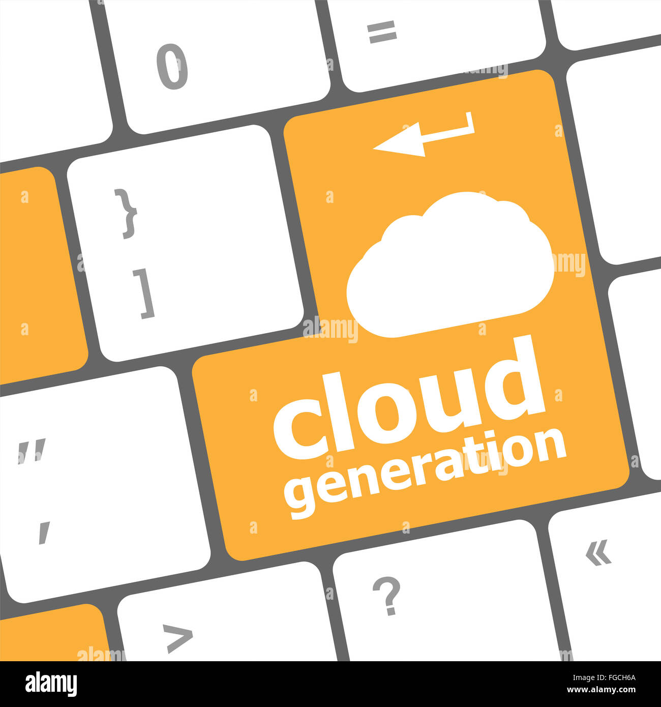 Cloud-Generation-Worte-Konzept auf Taste der Tastatur Stockfoto