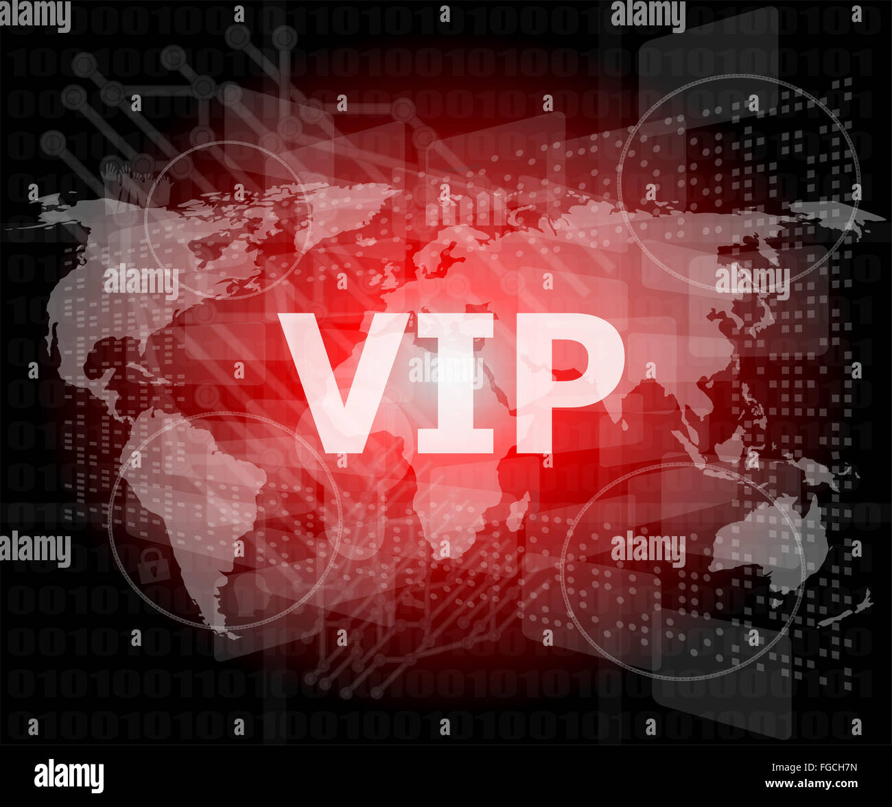 Worte von vip auf dem digitalen Bildschirm, Business-Konzept Stockfoto