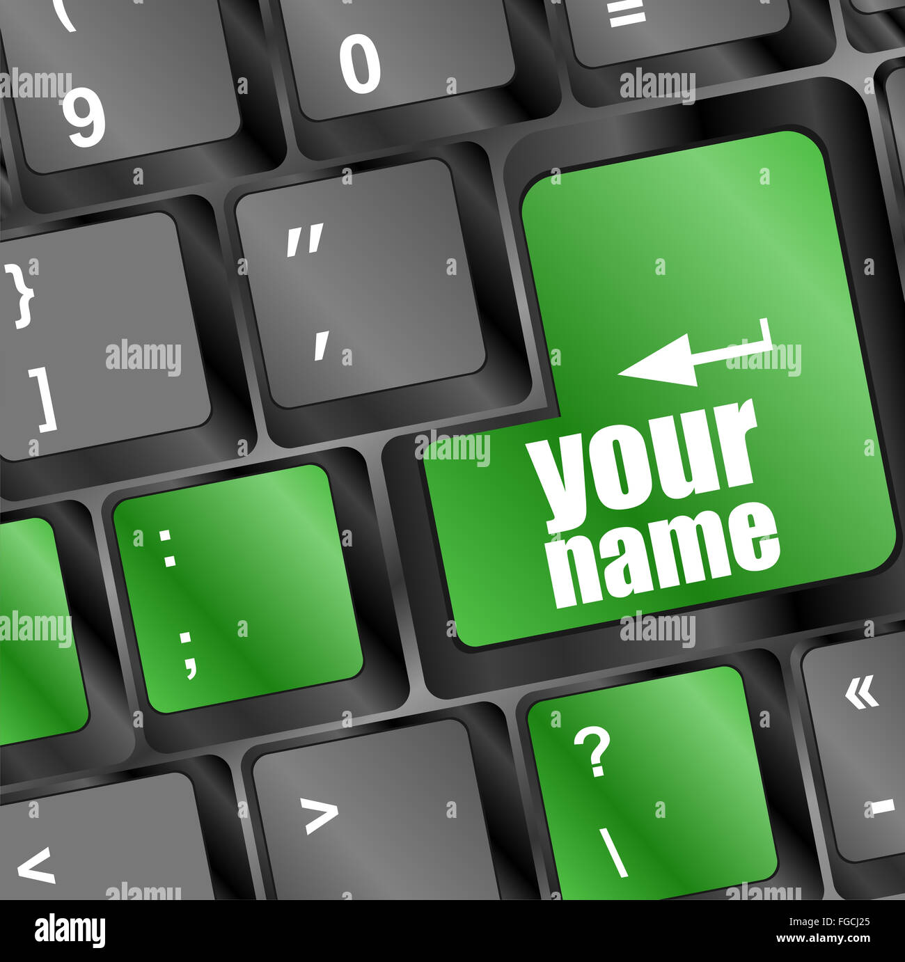 Ihrer Namen-Taste auf der Tastatur Schlüssel Nahaufnahme Stockfoto