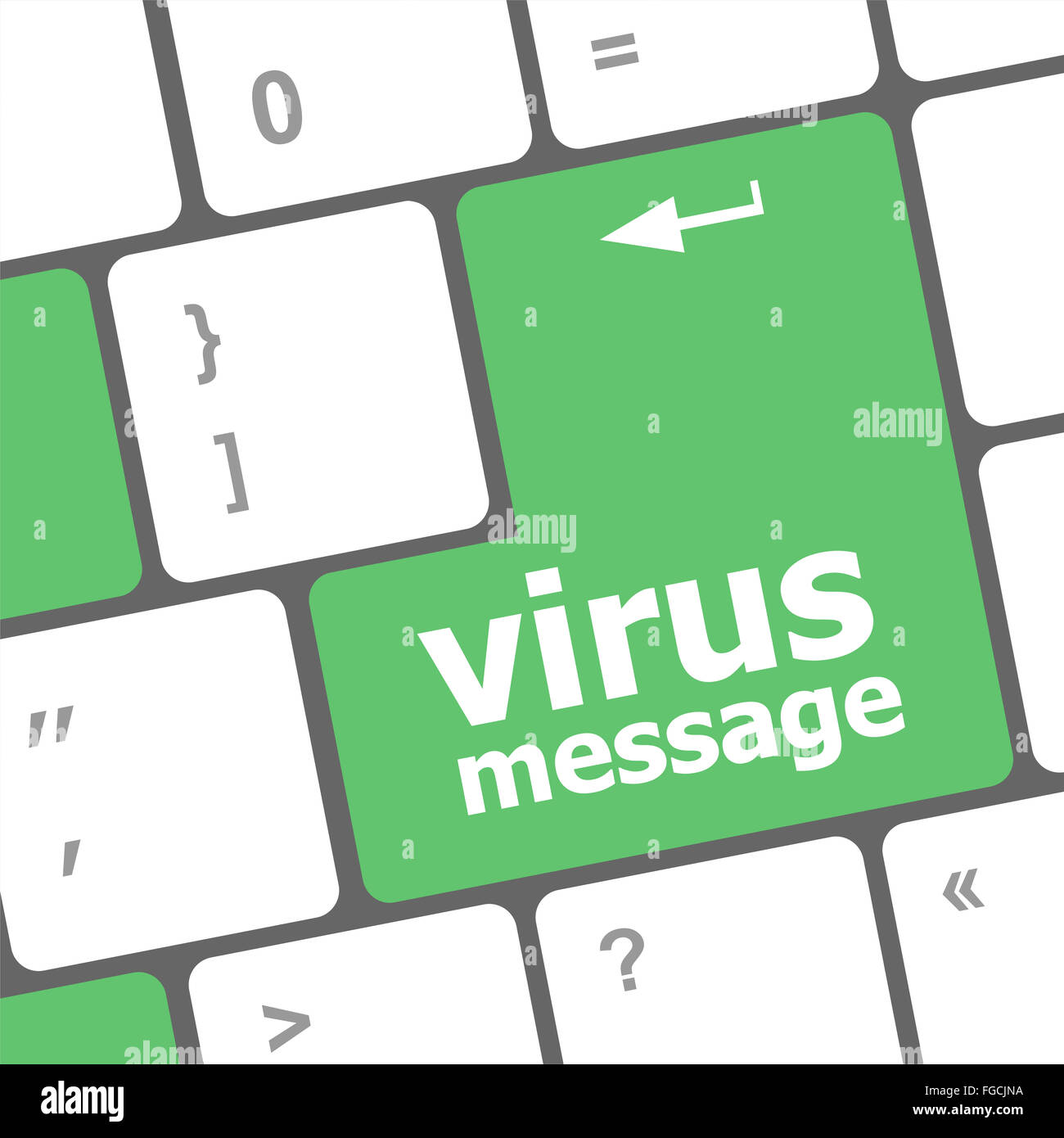 Computer-Tastatur mit Virus Nachrichtentaste Stockfoto