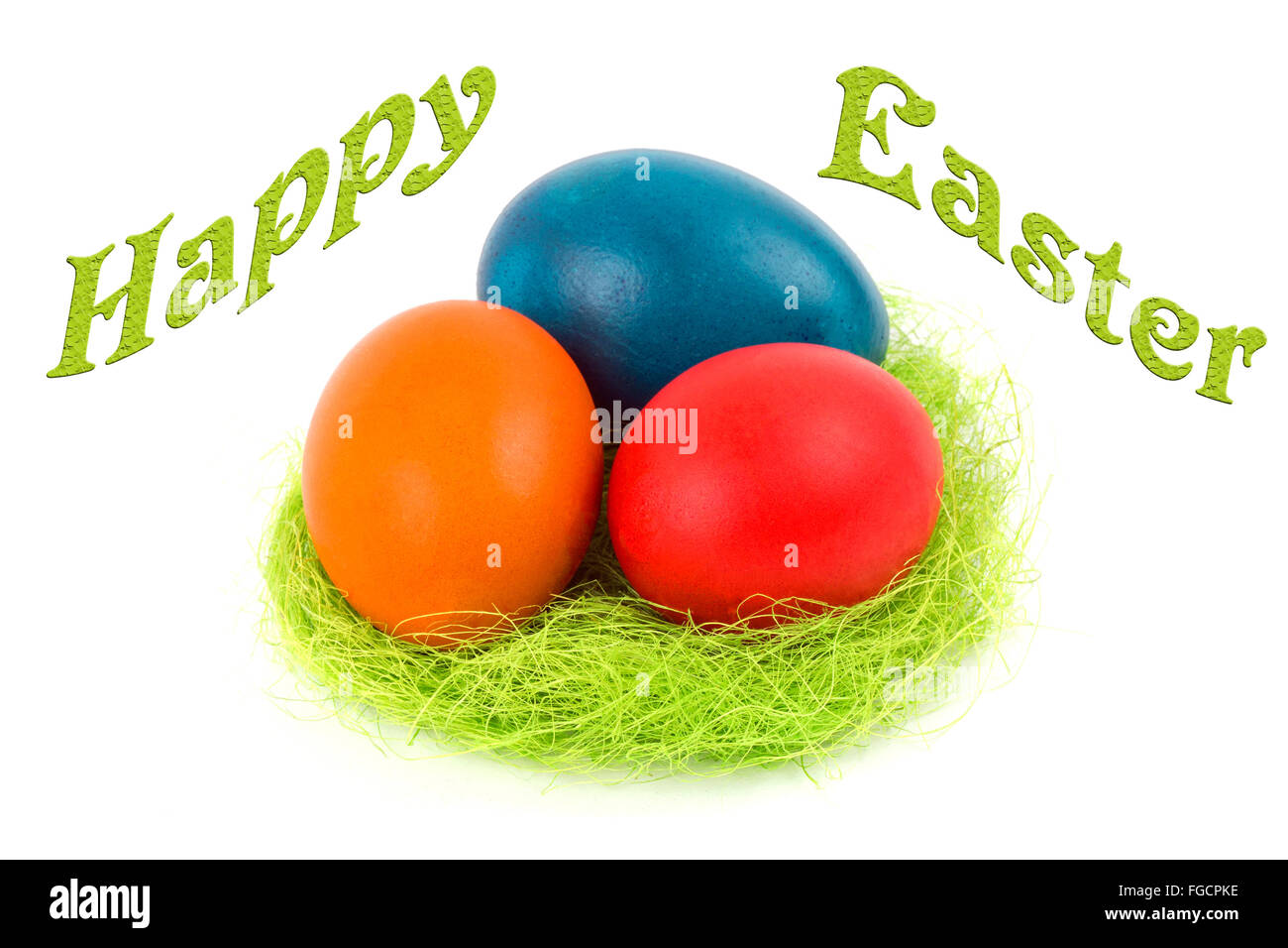 Frohe Ostern - Ostereier im nest Stockfoto