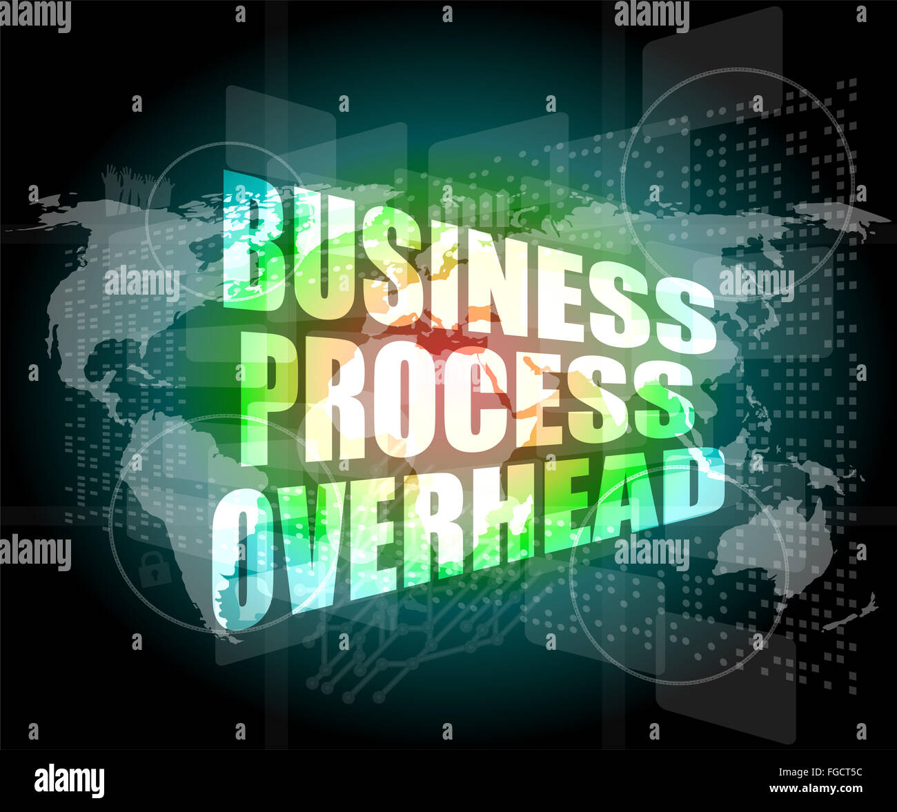 von Geschäftsprozessen Overhead Schnittstelle Hallo Technologie Stockfoto