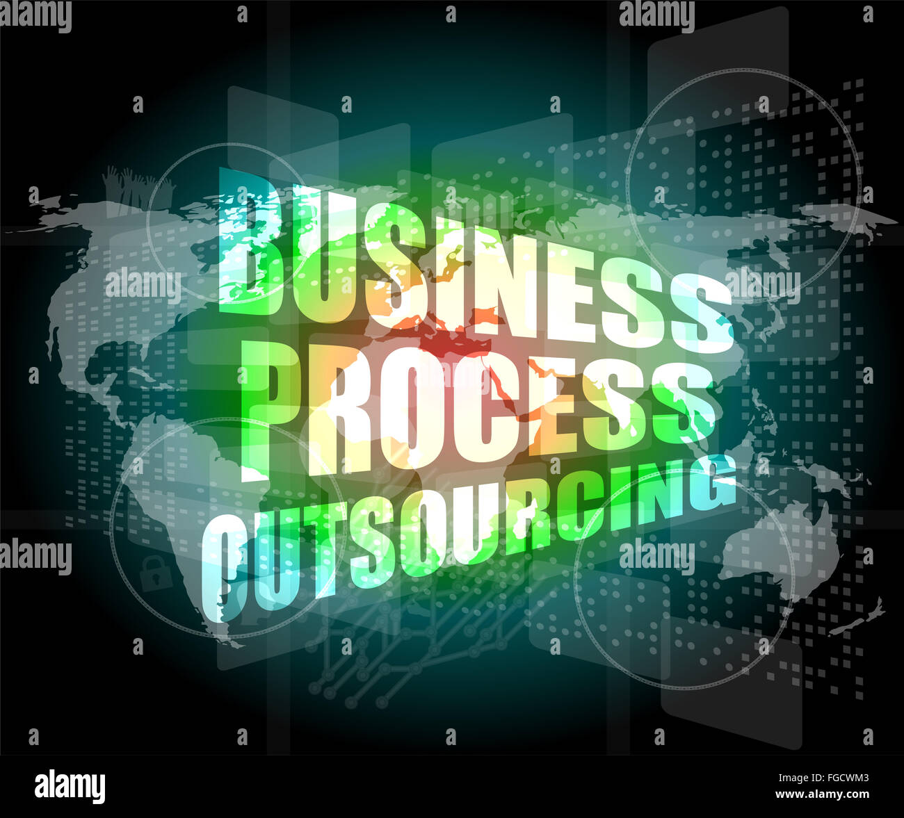 Geschäftsprozess Outsourcing Schnittstelle Hallo Technologie Stockfoto