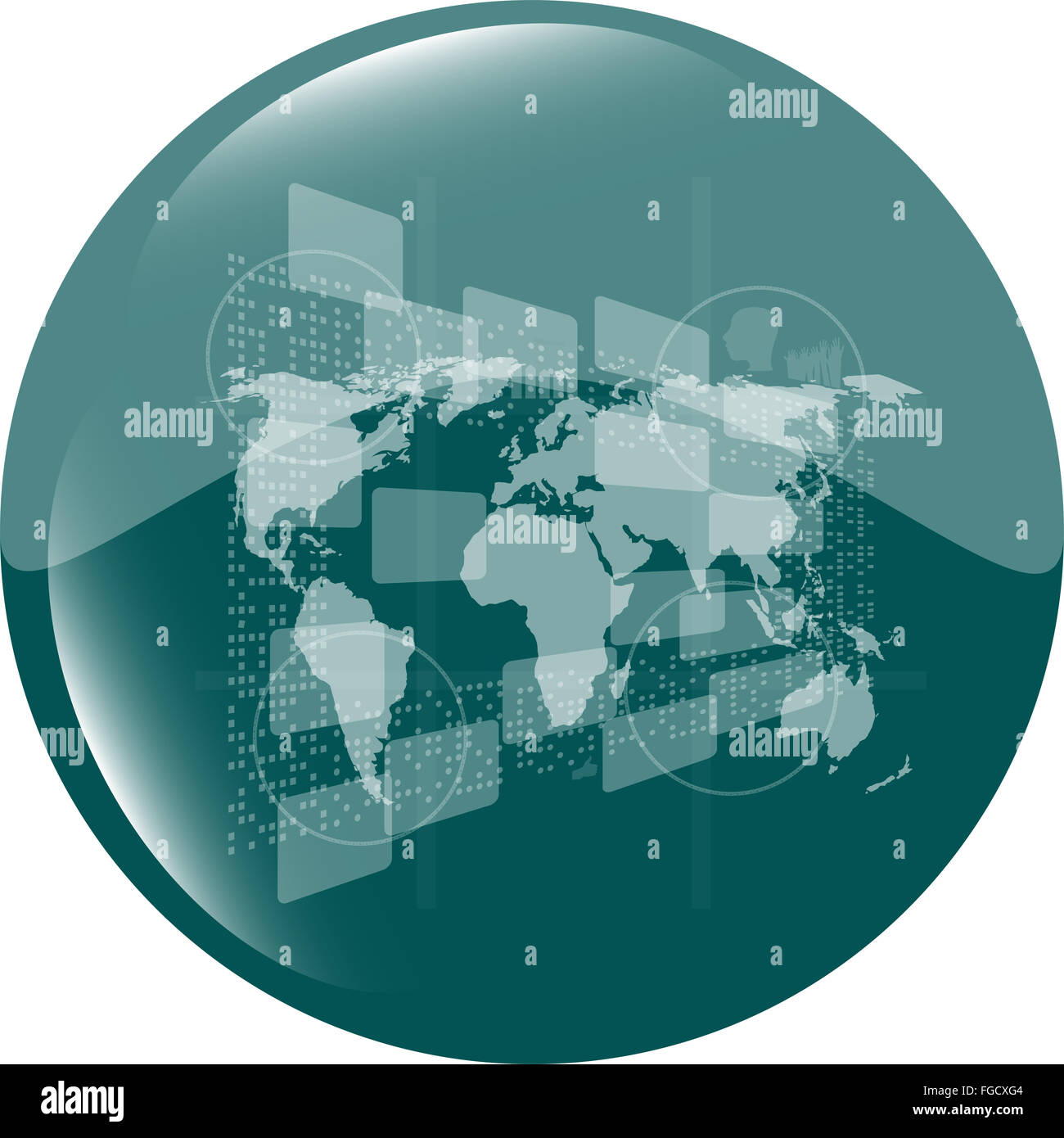 Web-Taste mit Erde "Weltkugel"-Symbol isoliert auf weiss Stockfoto
