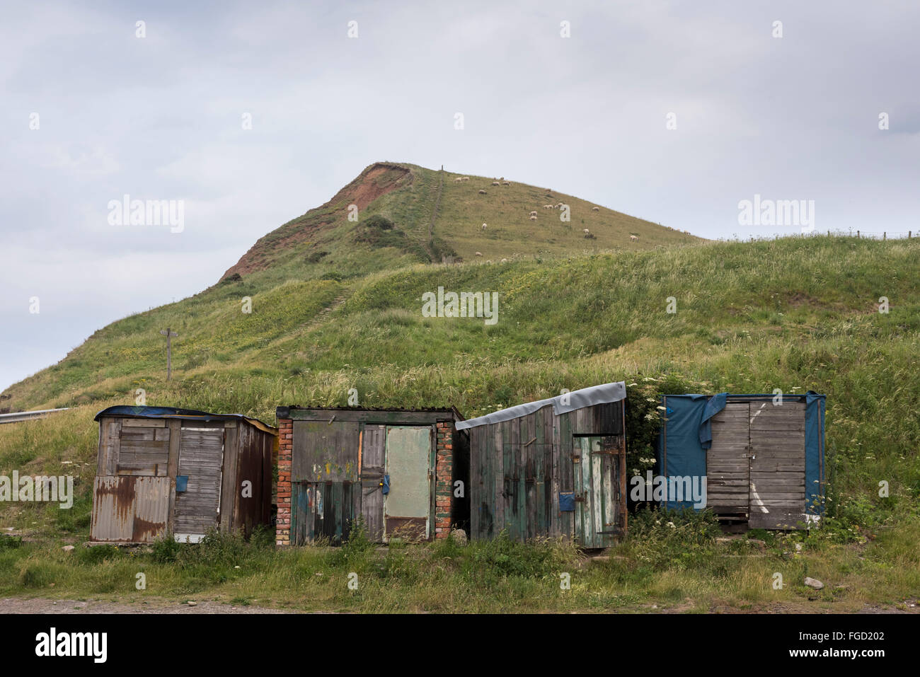 Hütten am Skinningrove, North Yorkshire. Stockfoto