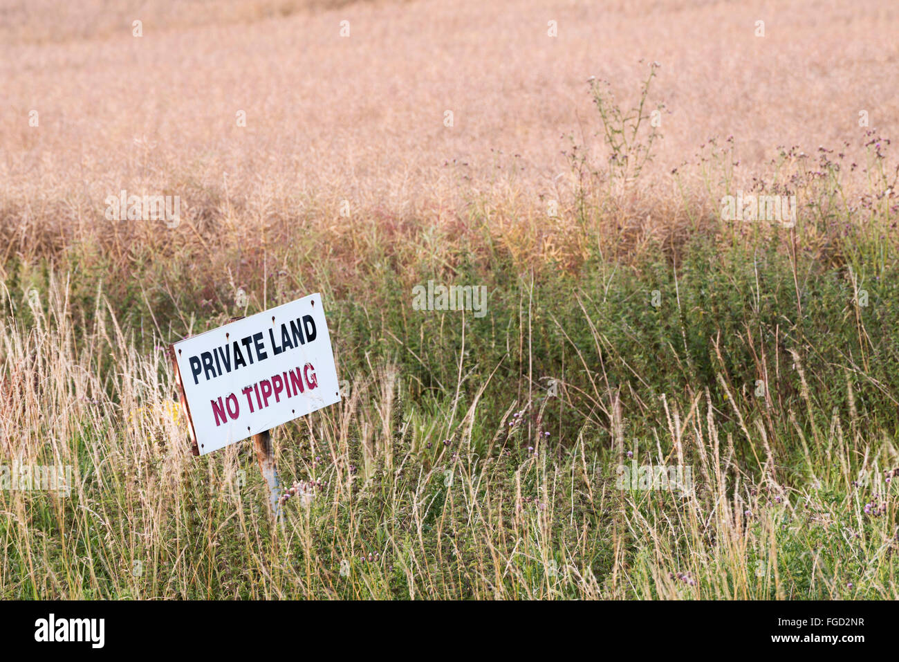 Privaten Grundstücken zu unterzeichnen, kein Trinkgeld in der Nähe von Ripon North Yorkshire Stockfoto