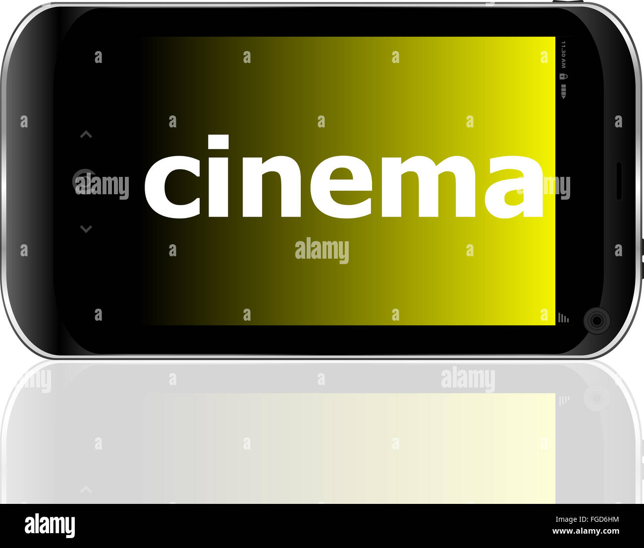 Web-Development-Konzept: Smartphone mit Wort-Kino auf dem Display Stockfoto