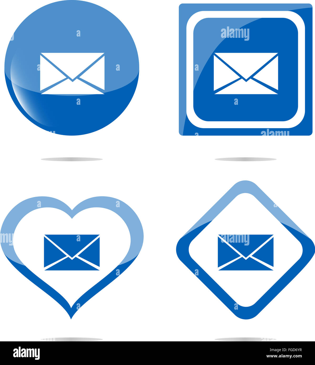 E-Mail Web Symbolschaltfläche isoliert auf weiss Stockfoto