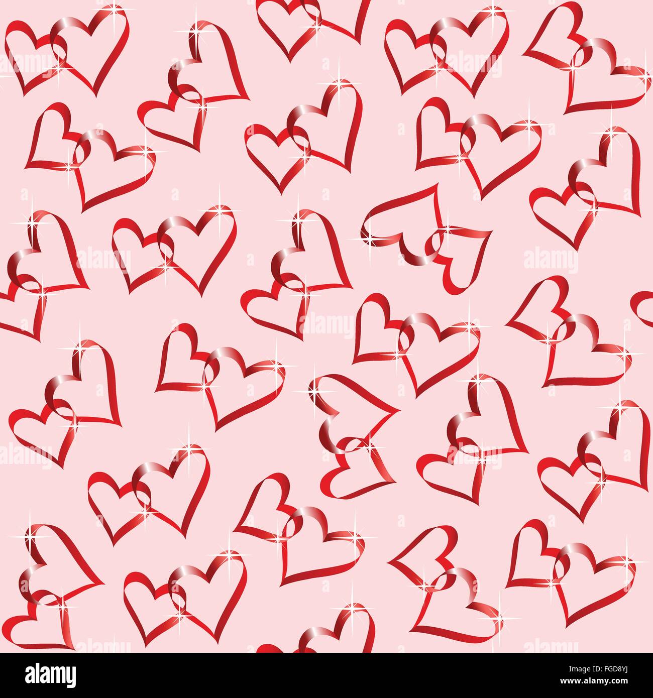 Nahtloser Vektor Wallpaper von verknüpften Herzen. Stock Vektor