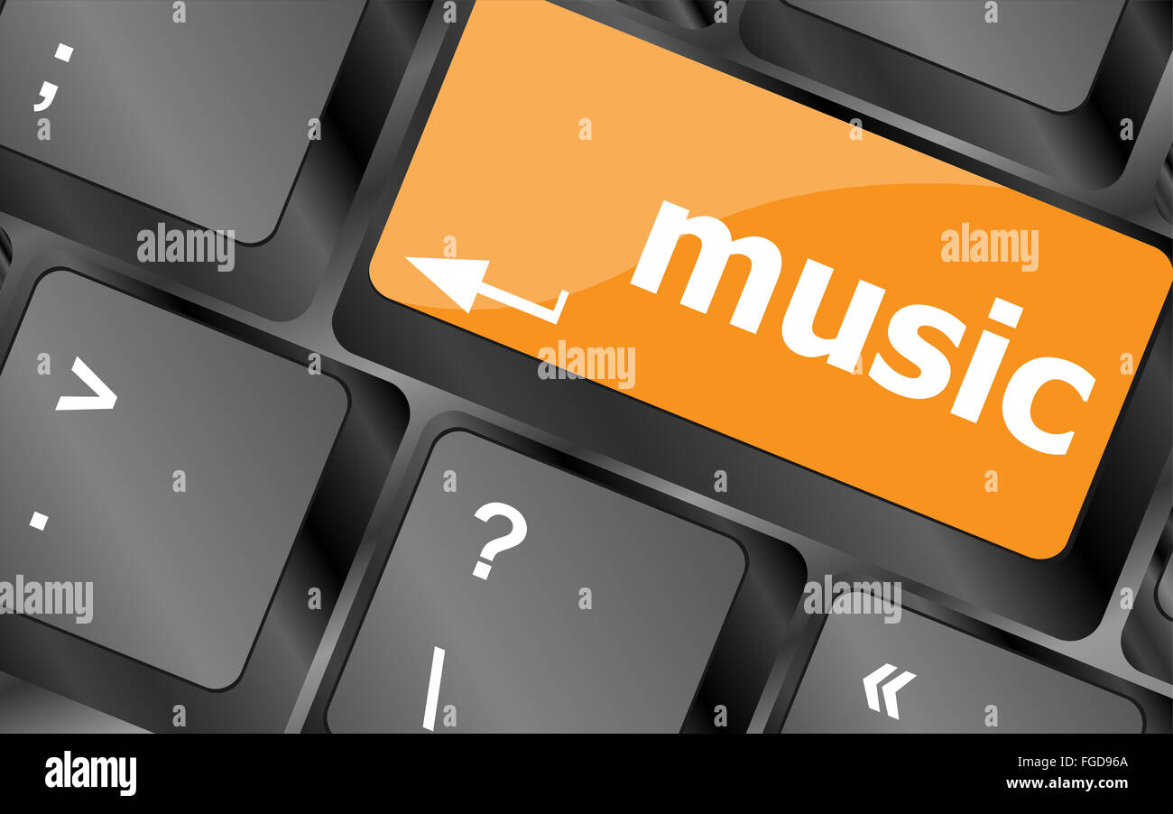 Computer-Tastatur mit Musik Schlüssel - Technologien-Hintergrund Stockfoto