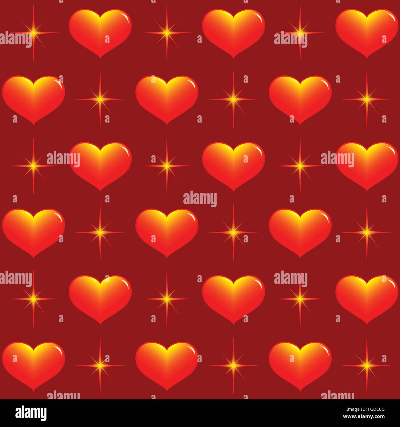 Nahtloser Vektor Wallpaper von Herzen und Sterne. Stock Vektor