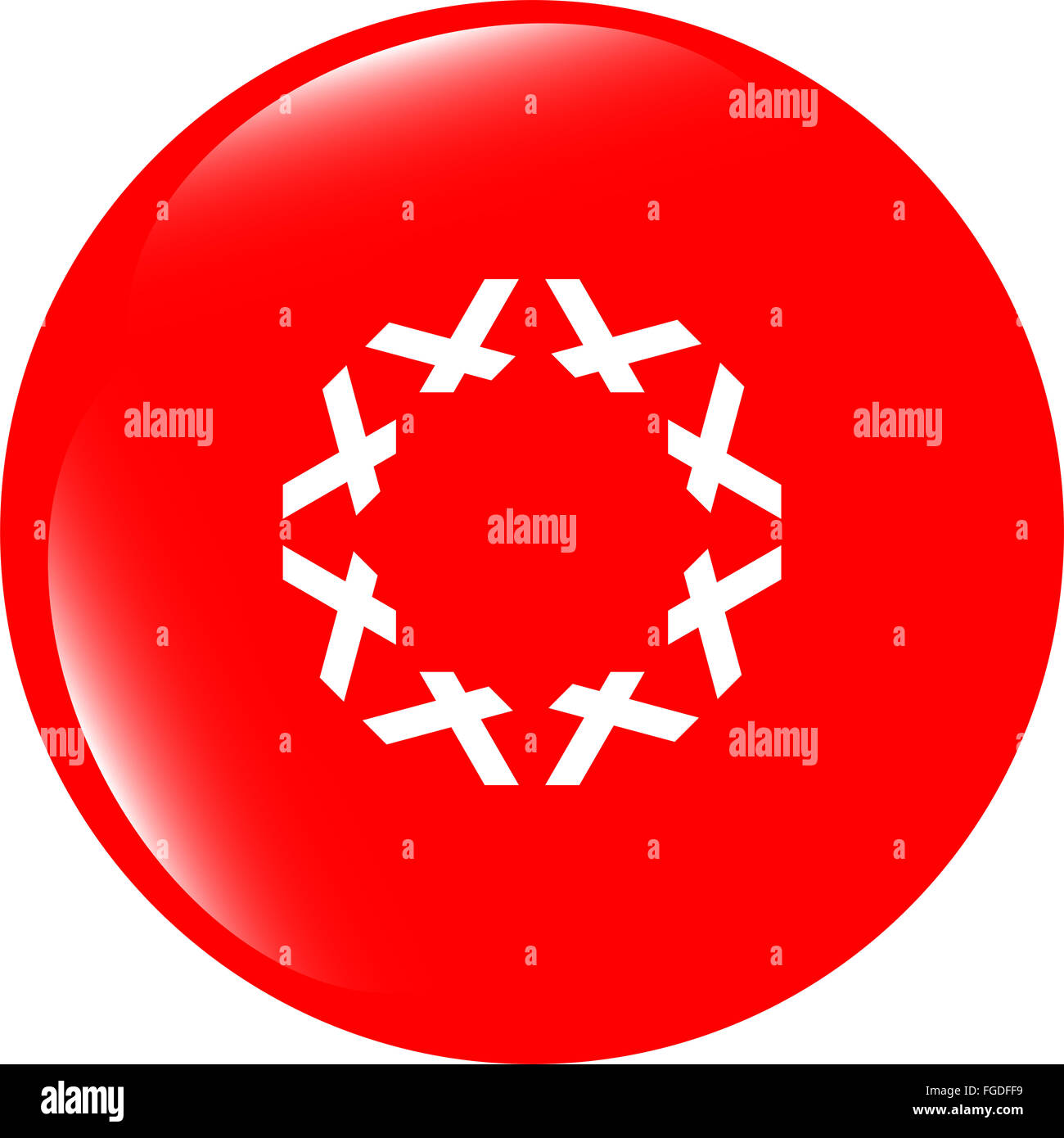 Apps-Symbol. abstraktes Zeichen auf Web Button isoliert auf weiss Stockfoto