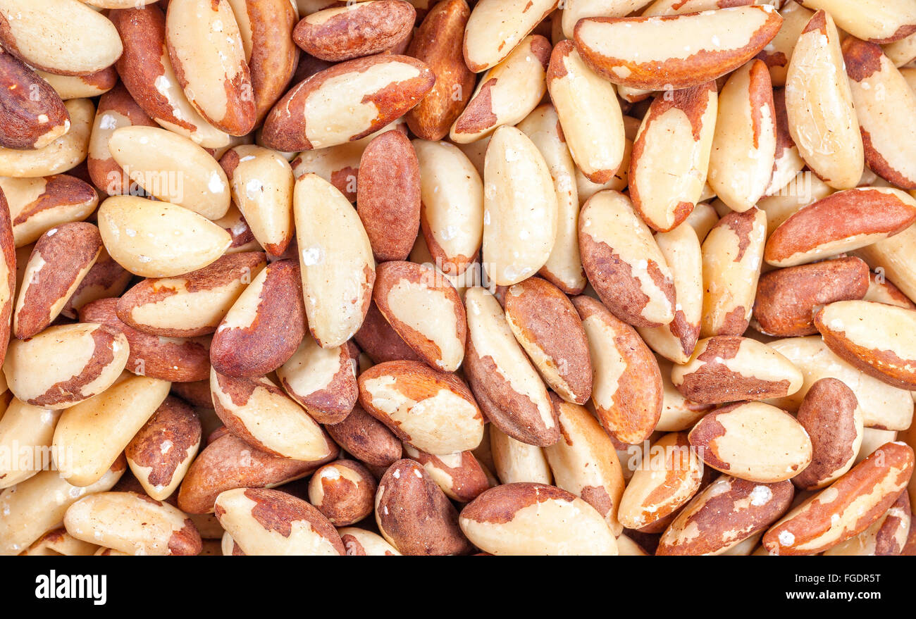 Nahaufnahme Bild von Paranüssen, Essen Hintergrund. Stockfoto