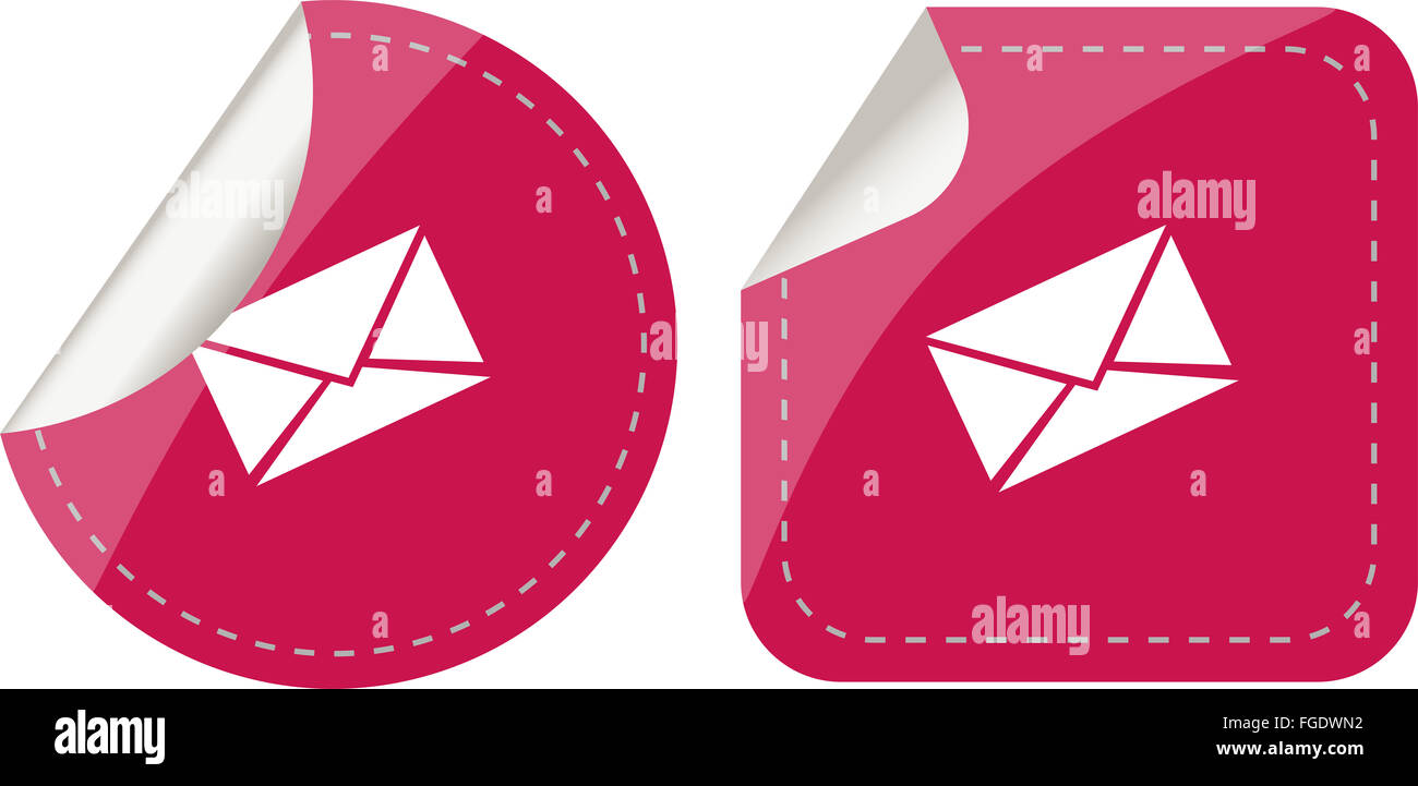 Aufkleber set isoliert auf weiss mit Mail Papierumschlag, Sicherheitskonzept Stockfoto