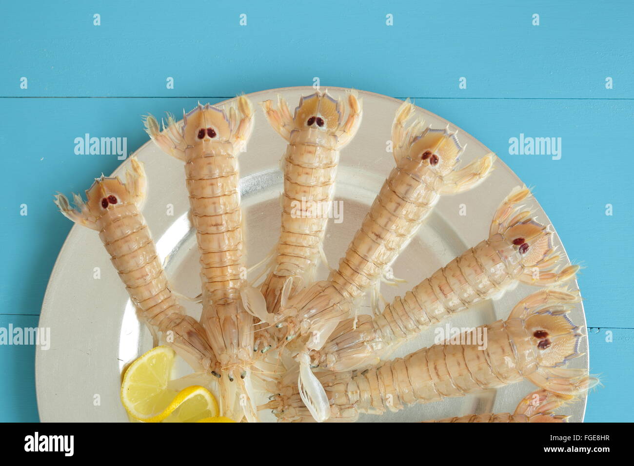 Ungekocht Fischplatte garniert Stockfoto