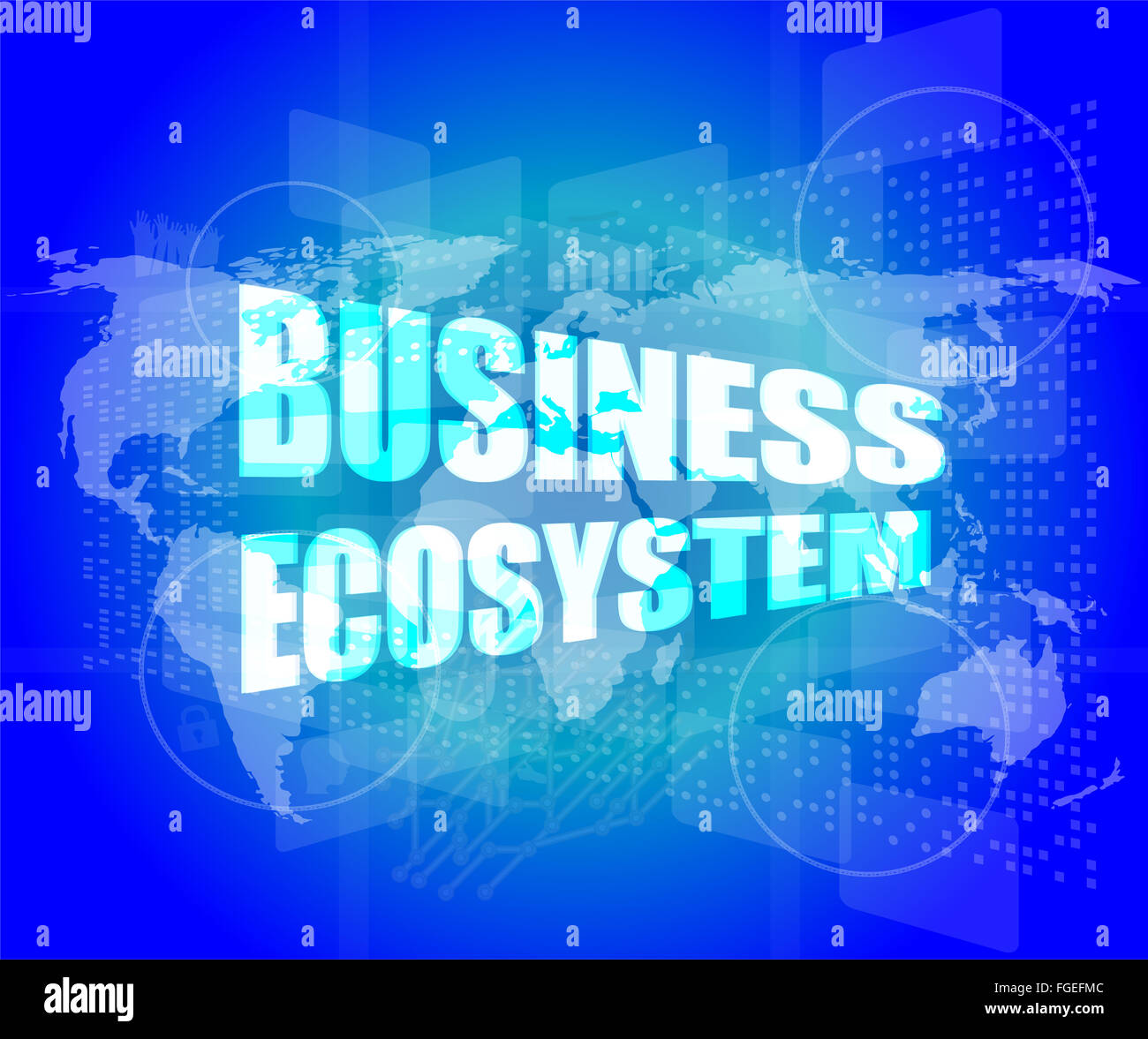 Geschäft Ökosystem Wörter auf digital Touchscreen Stockfoto