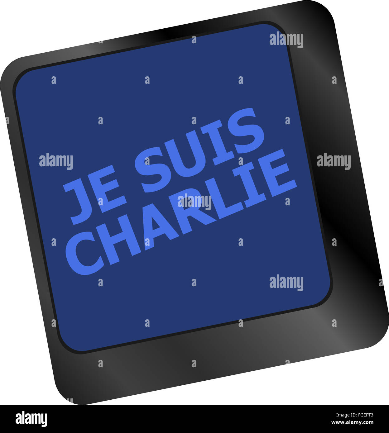 Je Suis Charlie Text auf Tasten der Tastatur, Bewegung gegen den Terrorismus Stockfoto
