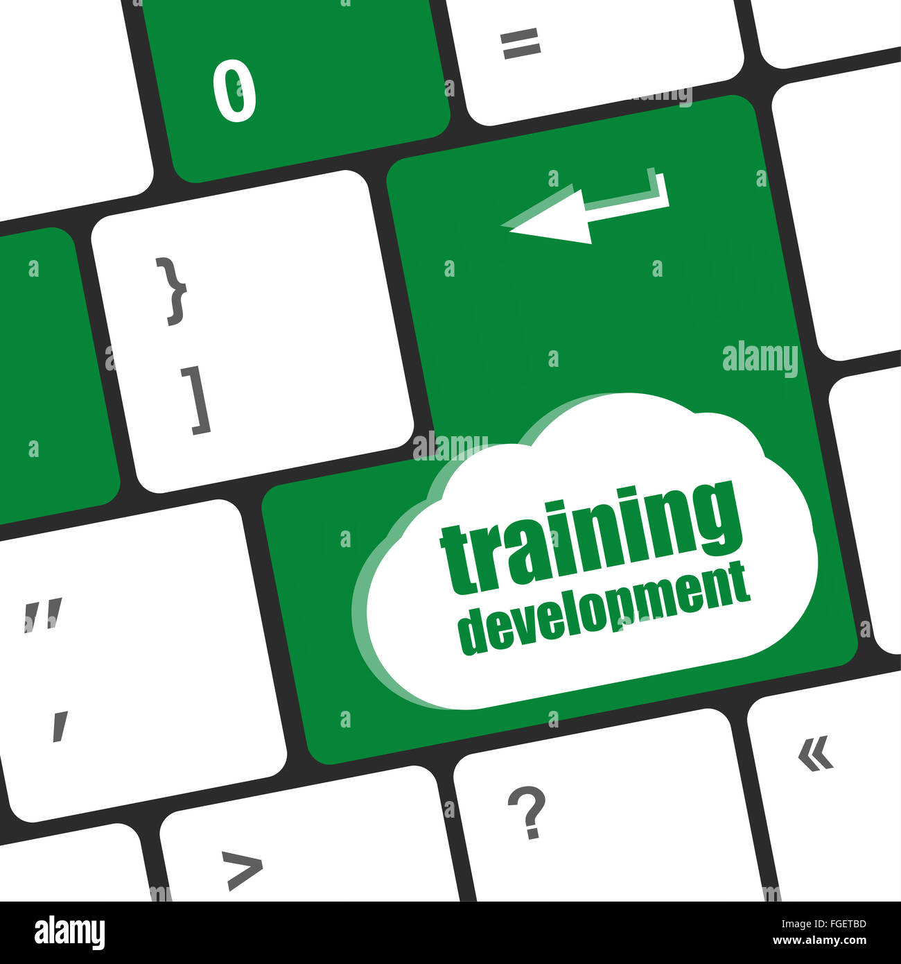 Bildungskonzept: Computer-Tastatur mit Word Training Entwicklung Stockfoto