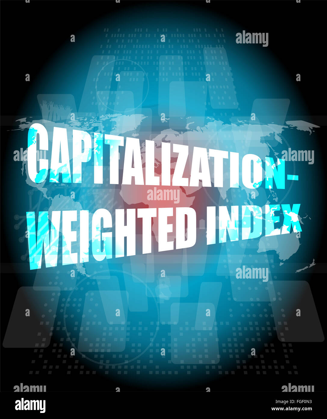 Kapitalisierung gewichteter Index Wörter auf Touch-Screen-Oberfläche Stockfoto