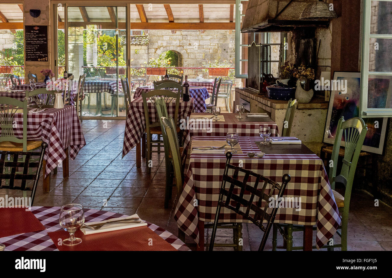 Brantome Café Frankreich Stockfoto