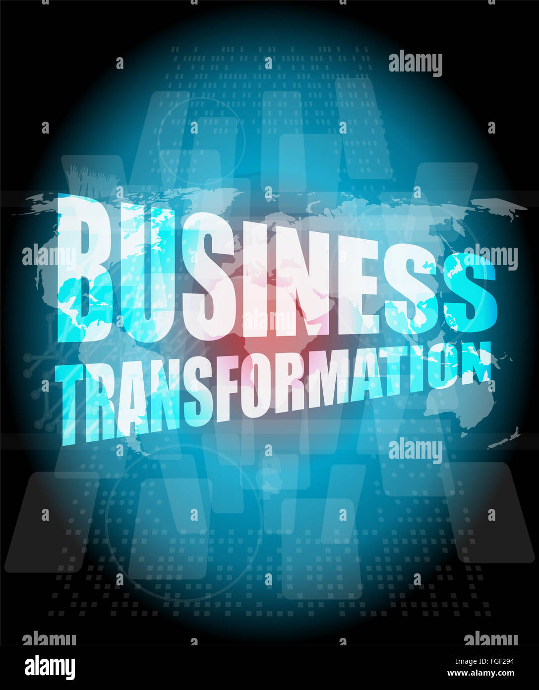 Business Transformation Wörter auf Touch-Screen-Oberfläche Stockfoto