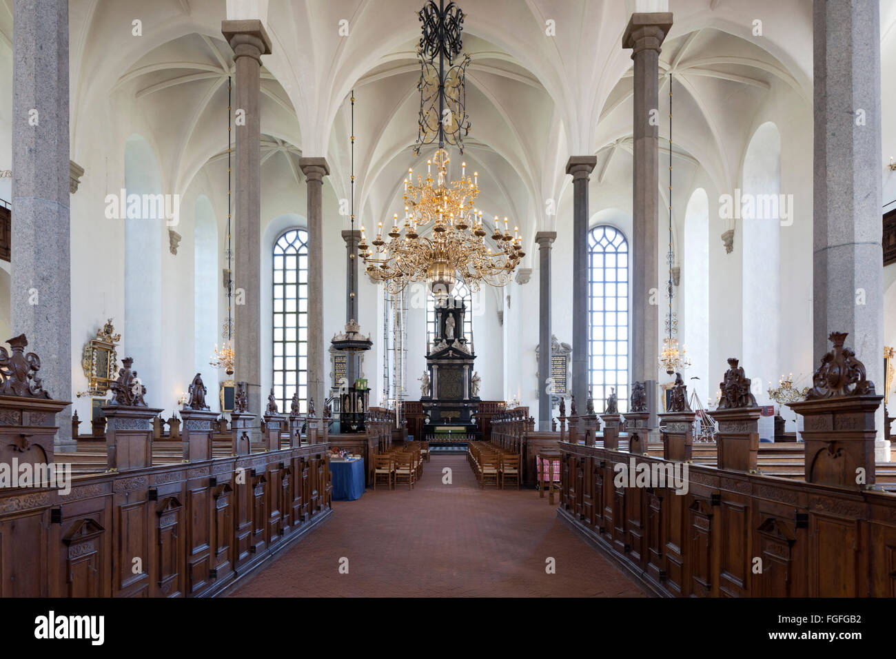 Trefaldighetskyrkan Kirchenraum, Kristianstad, Skåne (Scania), Südschweden, Schweden, Skandinavien, Europa Stockfoto