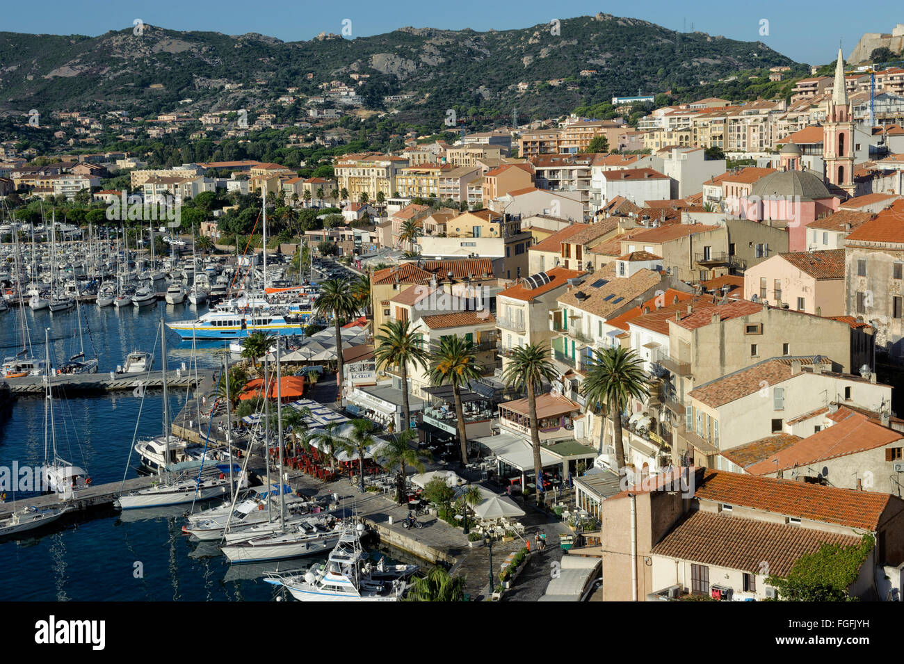 Calvi angesehen von der Zitadelle. Korsika. Frankreich Stockfoto
