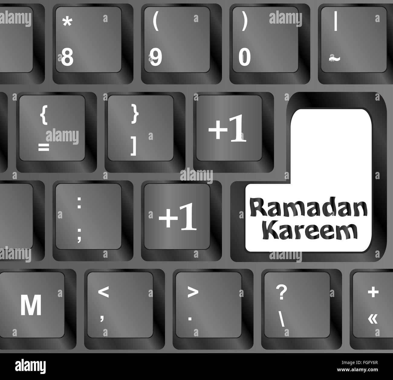 Computer-Tastatur mit Ramadan Kareem Wort darauf Stockfoto