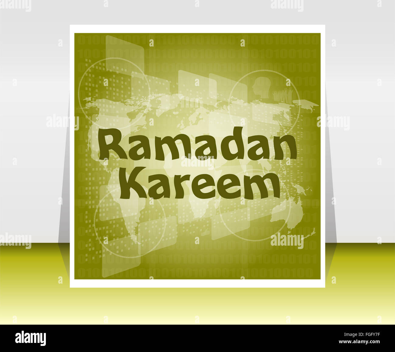 digitaler Bildschirm mit Ramadan Kareem Wort darauf Stockfoto