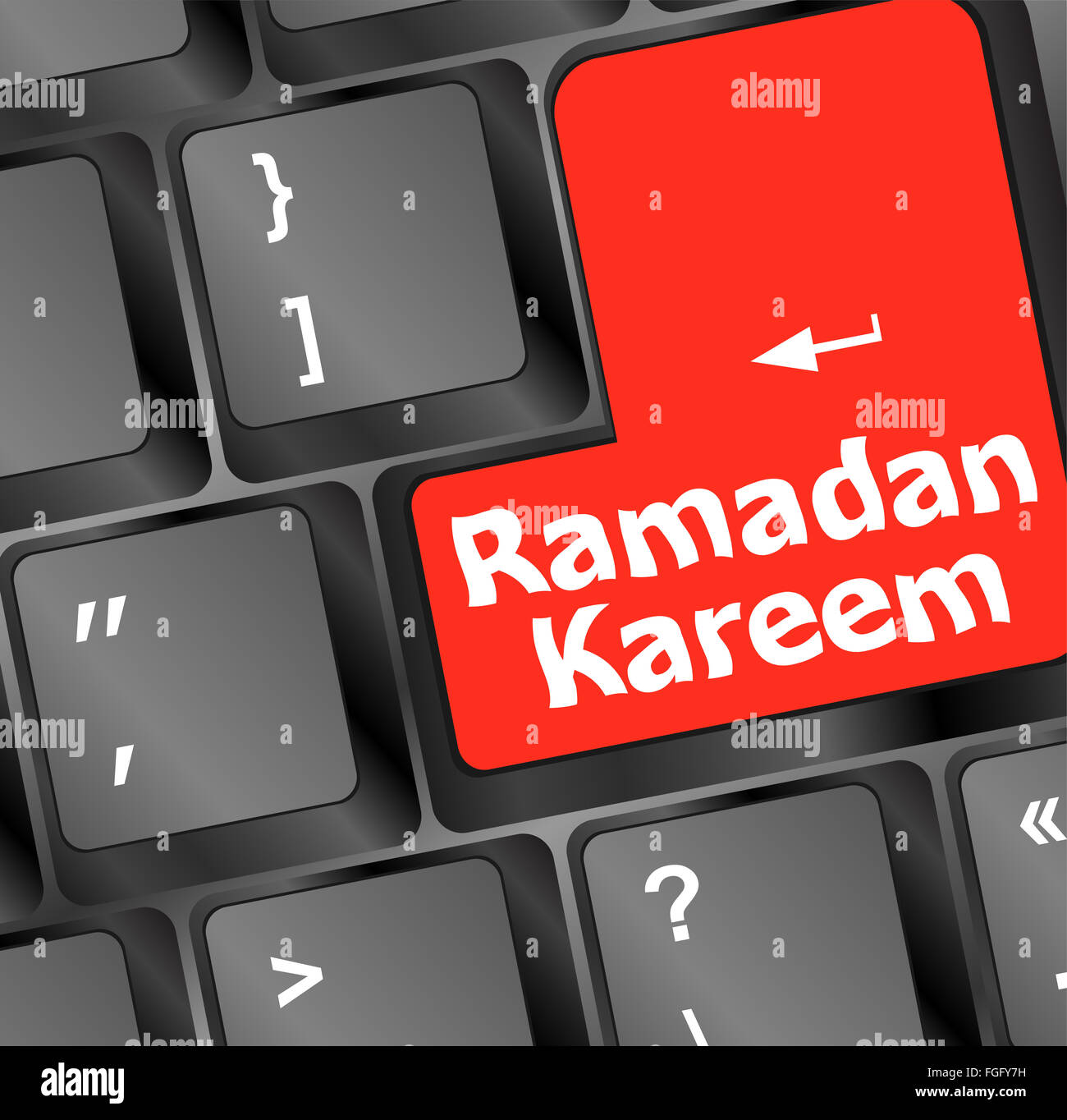 Computer-Tastatur mit Ramadan Kareem Wort darauf Stockfoto