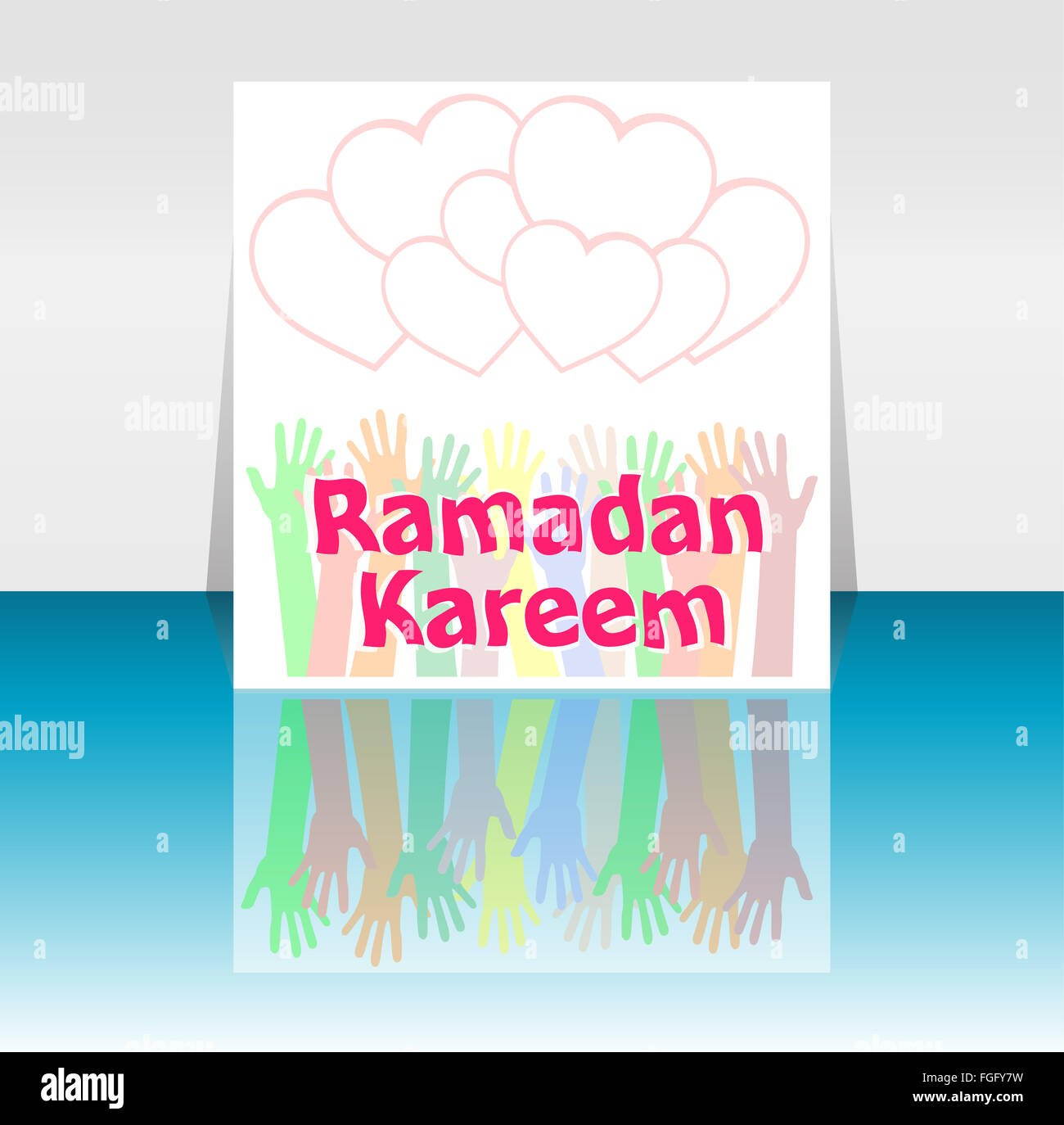 Kreatives Poster, Banner oder Flyer Design mit arabischen islamischen Kalligraphie des Textes Ramadan Kareem Stockfoto