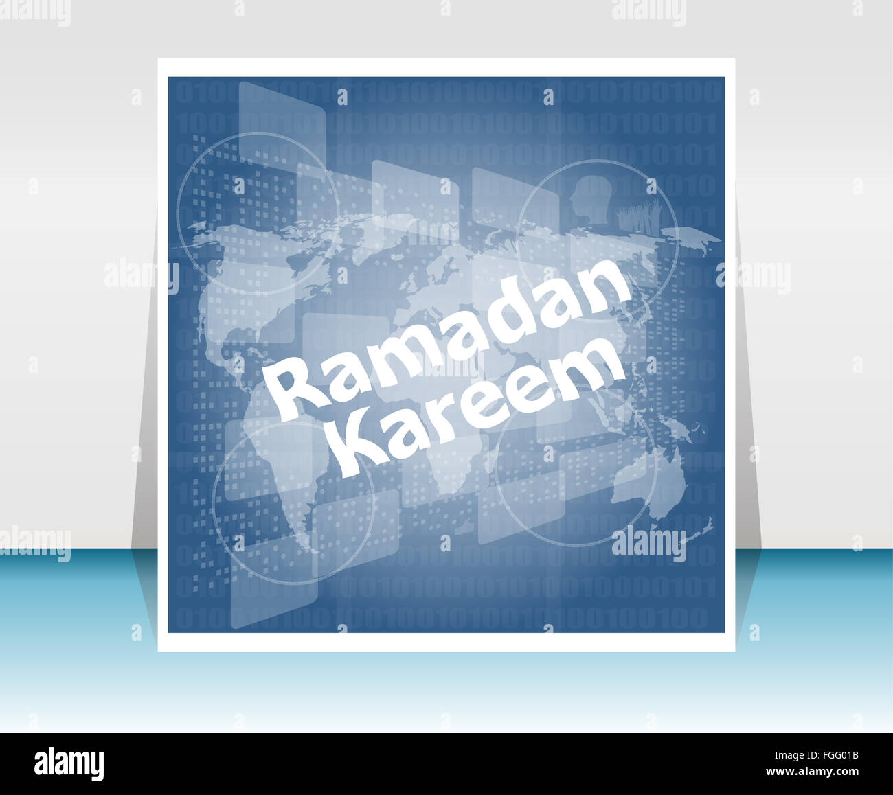 digitaler Bildschirm mit Ramadan Kareem Wort darauf Stockfoto