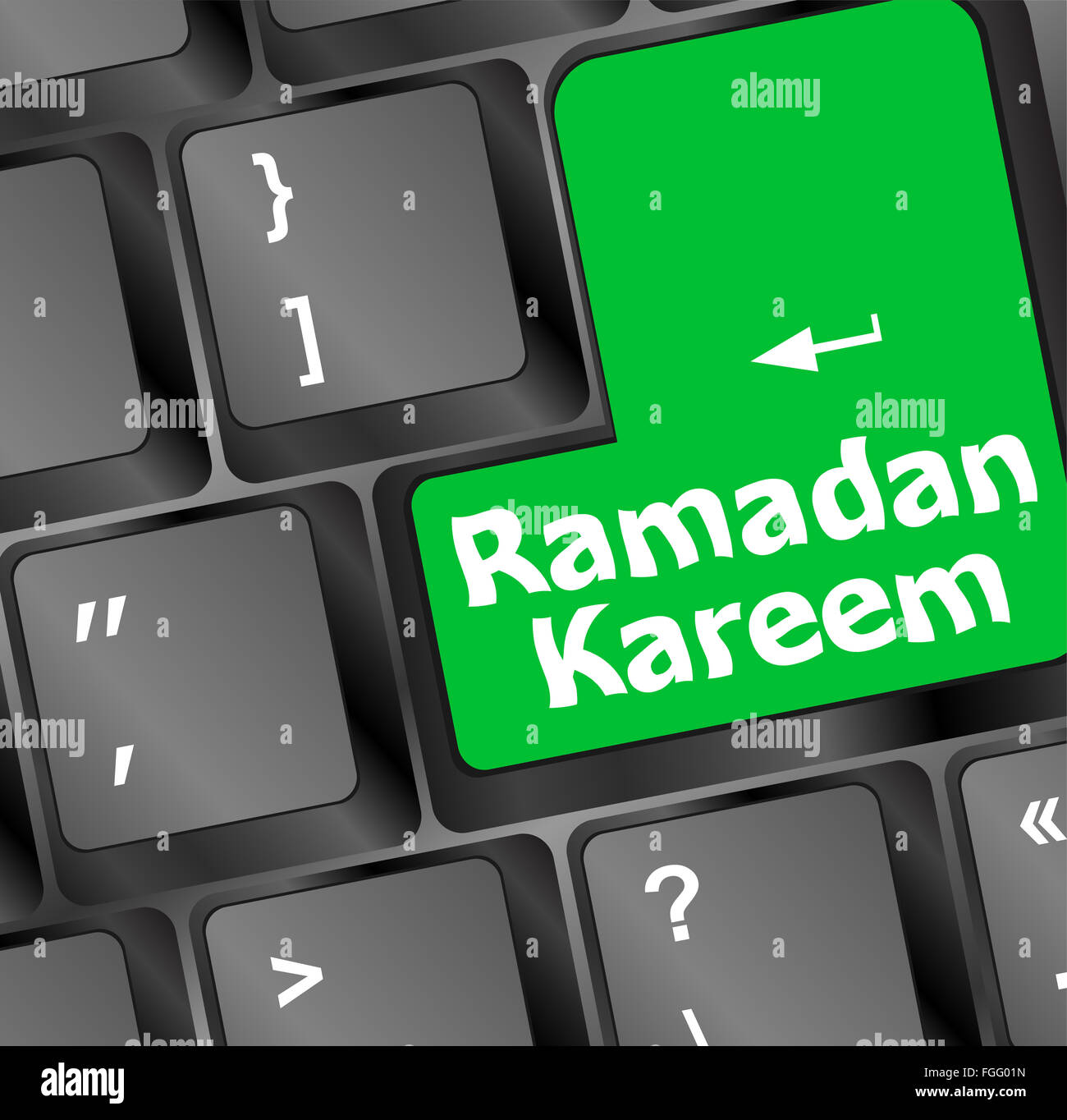 Computer-Tastatur mit Ramadan Kareem Wort darauf Stockfoto