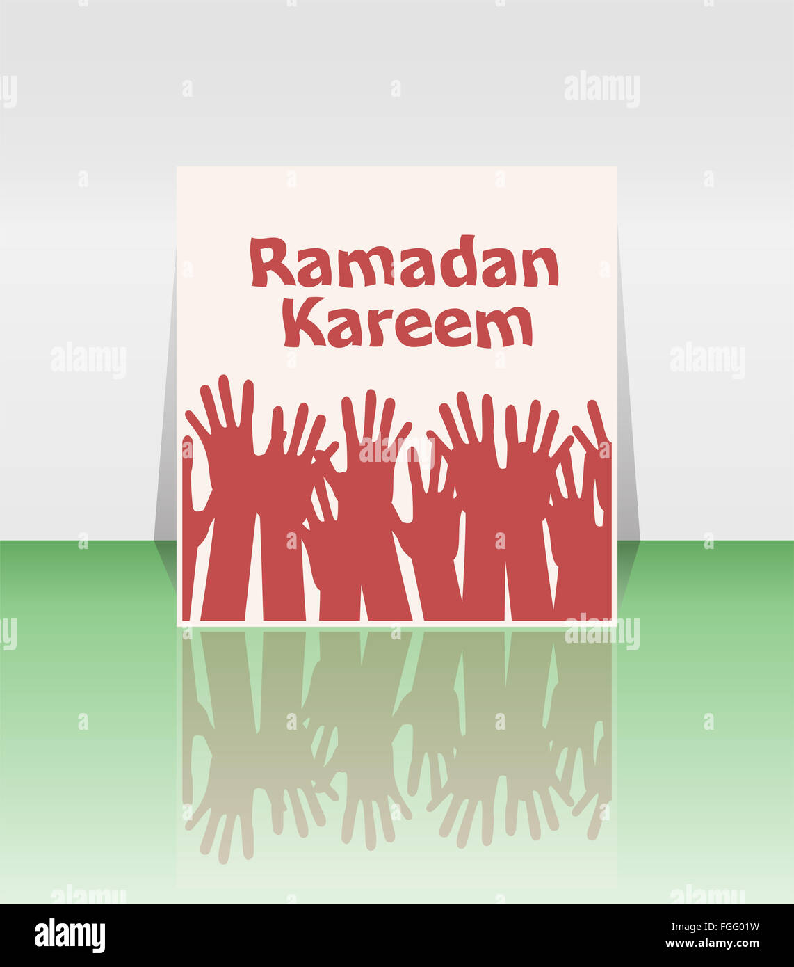 Arabisch-islamische Kalligraphie des Textes Ramadan Kareem auf Einladung Hintergrund Stockfoto