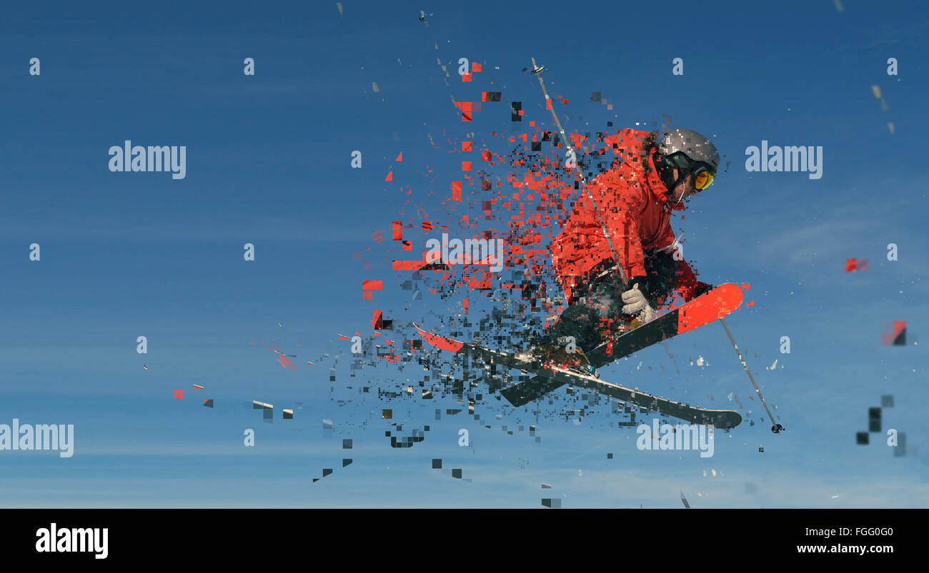 springende Skifahrer-design Stockfoto