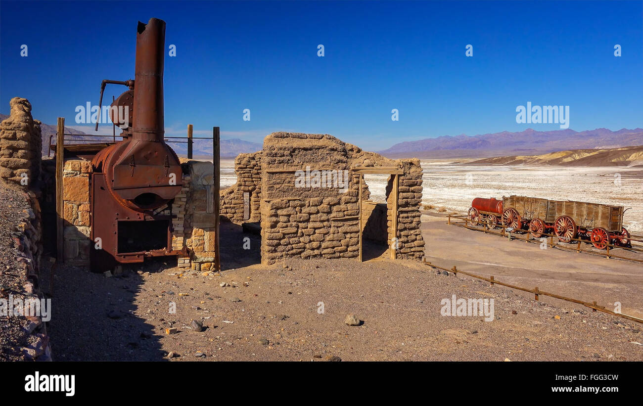 Die Überreste der Harmony Borax Works in Death Valley Nationalpark, Kalifornien Stockfoto