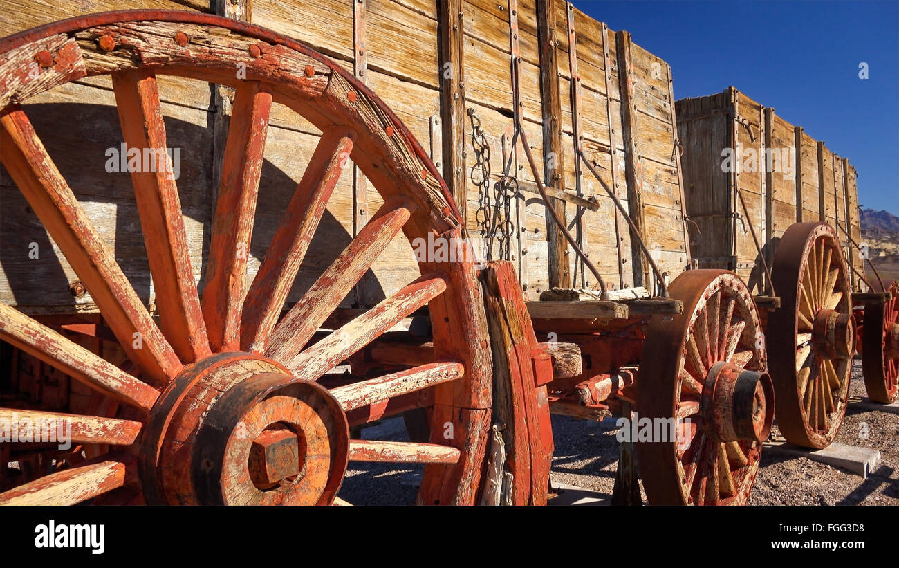 Zwanzig Mule Team Wagen durchgeführt Borax aus dem Death Valley National Park Stockfoto